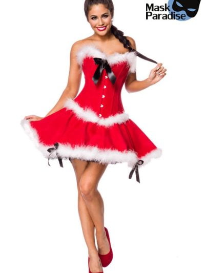 80019 009 XXX 00 400x533 - Božična obleka kostum z obrobami  Miss Santa AX-80019
