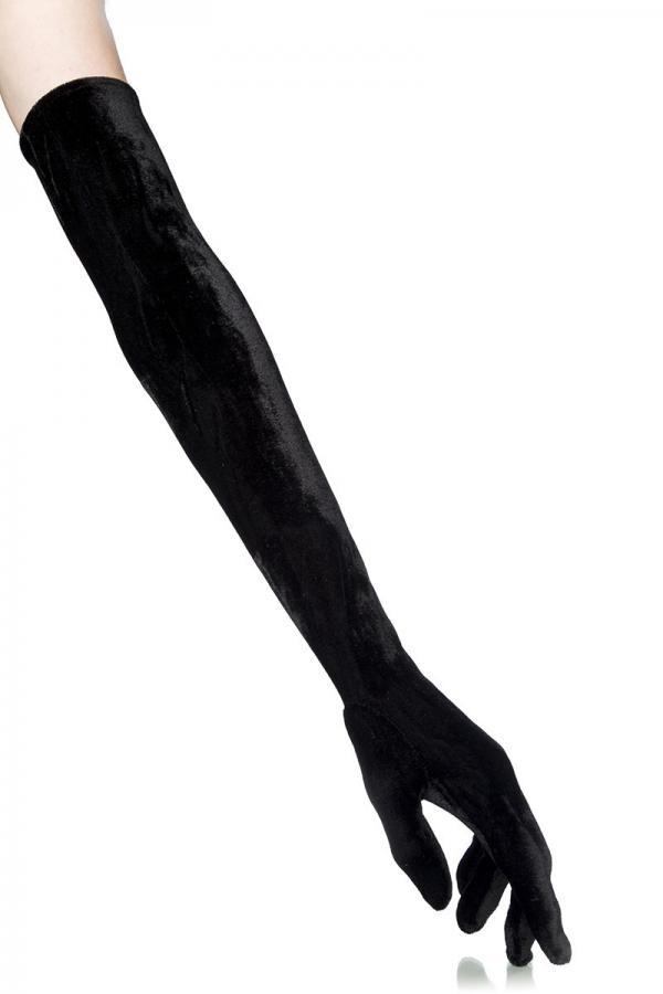 črne dolge žametne rokavice